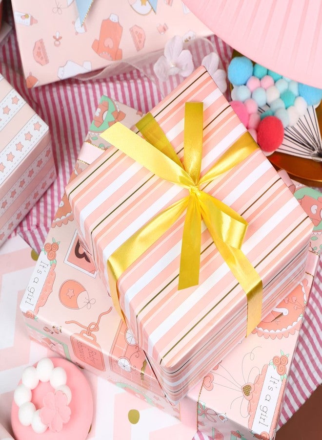 WRAPAHOLIC 30 Inch Baby Girl Wrapping Paper - Jumbo Roll Cute Pink Baby Girl Design Perfect for Baby Shower, Birthday, New Born Present Packing - 4 Rolls - 30 Inch X 120 Inch Per Roll - Image 4